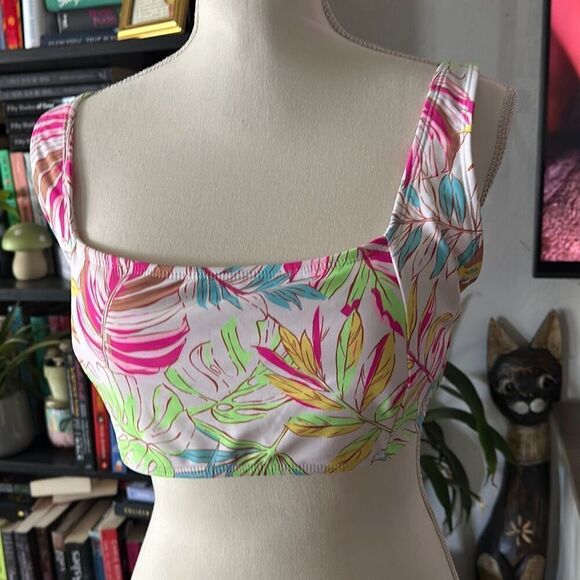 No boundries Size XL (15-17) swim suit top white and pink floral print - Picture 2 of 4